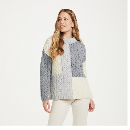 Aran Woollen Mills Super Soft Patchwork Sweater