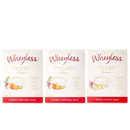 Wheyless Premium Formula by Dr Bob Roast Soup 3 x 10 Pack 55g Trio