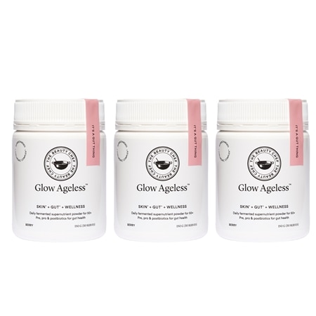 Carla Oates Glow Ageless Skin + Gut + Wellness Powder 150g Trio