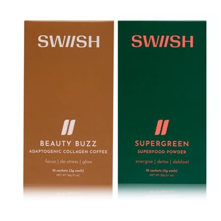 SWIISH Supergreen and Collagen Coffee 10 Pack Sachet Duo