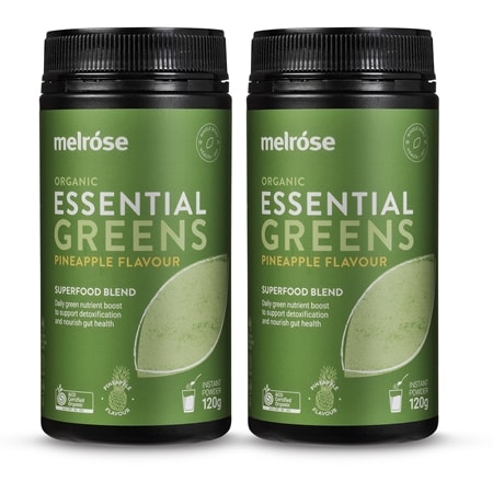 Melrose Health Organic Essential Greens Pineapple 120g Duo