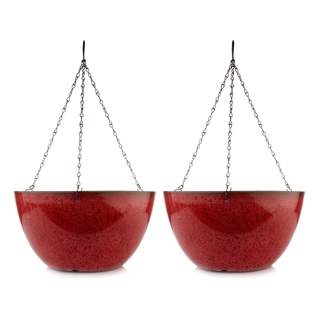Faux Ceramic Hanging Baskets Set of 2 29.5cm