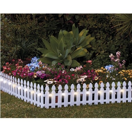 Enchanted Garden Solar Border Picket Fence Set of 4