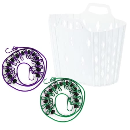 Enkel Collapsible Clothes Basket and Portable Clothesline Duo