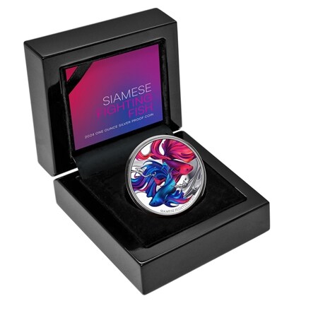 Siamese Fighting Fish 2024 $1 1oz Silver Proof Coin