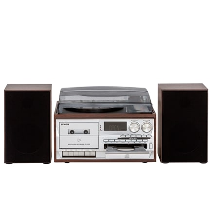 Lenoxx HiFi System 3-Speed Turntable, CD, Cassette, AM/FM Radio - Brown