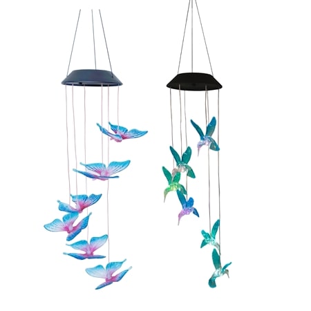 Enchanted Garden Set of 2 Wind Chimes with Solar Lights