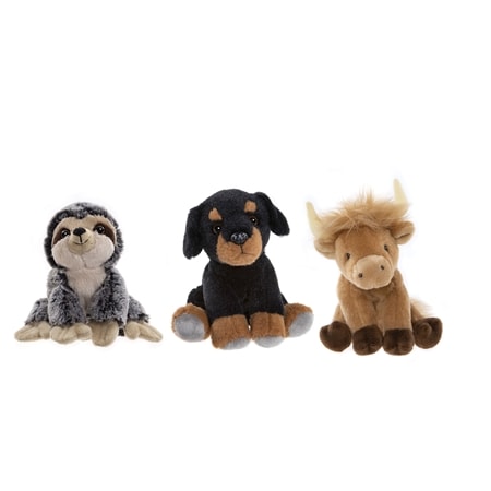 Charlie Bears Cuddle Cub Highland Cow, Sloth and Rottie Dog