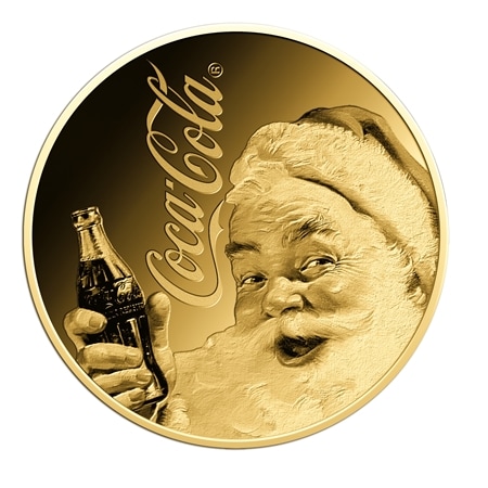 Coca-Cola 3000Fr 1/1,000oz Gold Santa Coin in Card