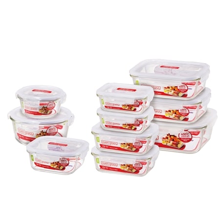 LocknLock Euro Glass Boroseal Heat Resistant Assorted 10pk Container Set