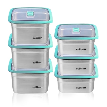 Cuitisan 6pc Square Cooking Set with Steam Valve Microwave Proof Lid