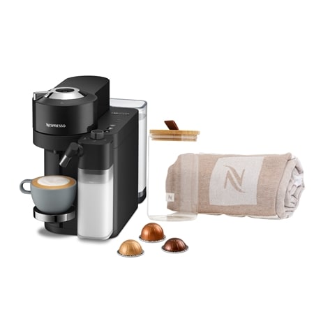 Nespresso Vertuo Lattissima Capsule Coffee Machine w Beach Towel & Glass Ca