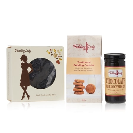 The Pudding Lady Chocolate Christmas Cake w/Choc Fudge Sauce & Bonus Infuse