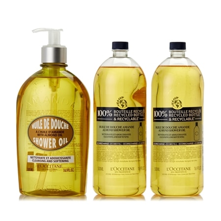 L'Occitane Supersize Almond Shower Oil 500ml w/ 2 x 500ml Refills