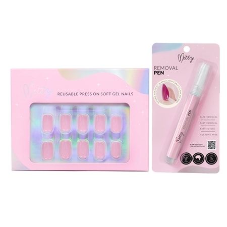 Mitty Press On Nail Kit w/ Pen Bundle - Original Pink