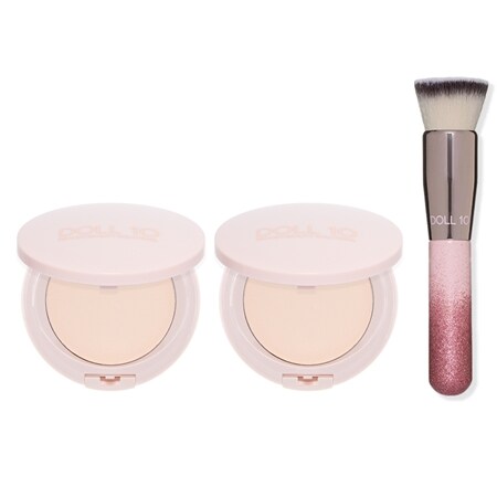 Doll 10 T.C.E. Super Coverage Serum Powder Foundation Duo w/ Ltd Edn Brush