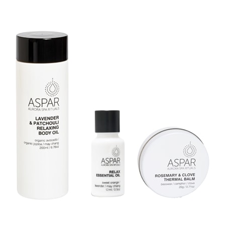 ASPAR Spa Rituals 3Pc Relaxing Body Oil, Balm & Essential Oil
