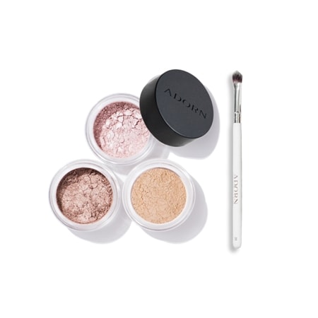 Adorn Cosmetics Loose Mineral Powder Eyeshadow Trio w/ Brush