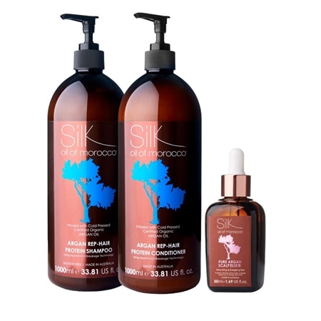 Oil Of Morocco Argan RepHair Shampoo & Conditioner 1L w/ Argan Scalp Elixir