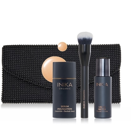 INIKA Organic Foundation & Liquid Nector Primer + Brush & Bag