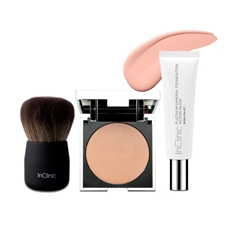 InClinic Active Glow 30ml & Pressed Powder Foundation + Kabuki Brush