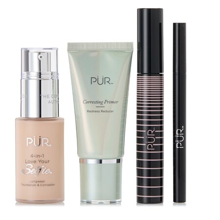 PUR Love Your Selfie Foundation, Primer, Mascara & Eyeliner 4 Pc Collection