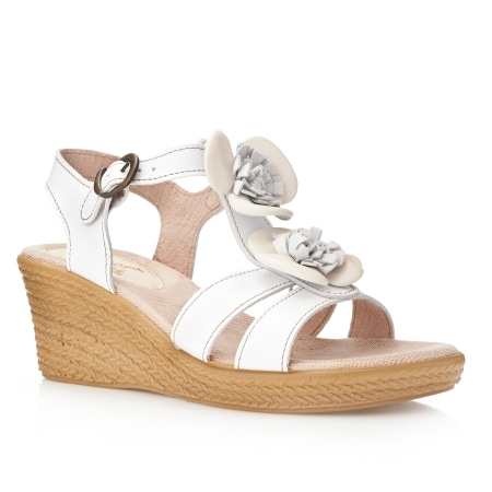 Fly Flot Floral Leather Wedge Sandal