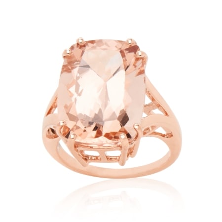 morganite statement ring cushion cut rose gold 9ct 63ct itvsn