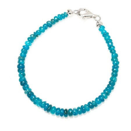35.00ct Madagascan Apatite Bati Bead Bracelet SS Clasp 18cm