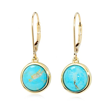 3.57ct Australian Turquoise Earrings 9ct Yellow Gold