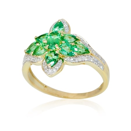 1.20ct Tsavorite Garnet & 0.10ct Diamond Statement Ring 9ct YG