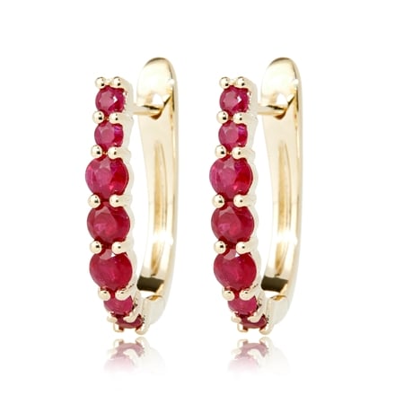 1.1ct Tanzanian Ruby Hoop Earrings 9ct Yellow Gold