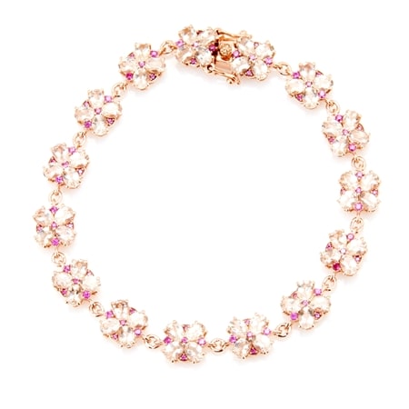8.27ct Brazilian Morganite & Pink Sapphire Floral 19cm Bracelet 9ct RG