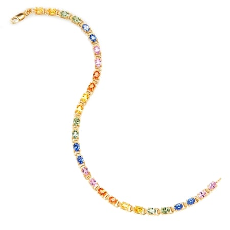 5ct Colours of Sapphire Tennis Bracelet 9ct YG 19cm