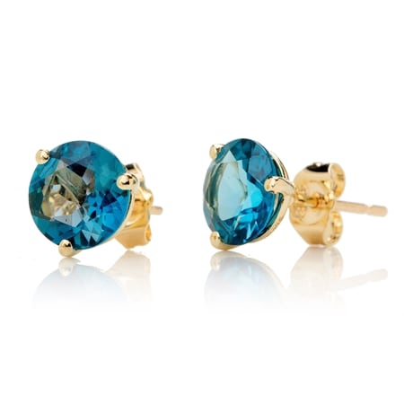 3.6ct London Blue Topaz Stud Earrings 9ct Yellow Gold