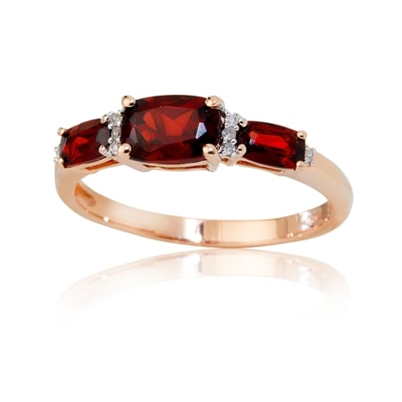 TVSN 1.5ct Mozambique Garnet Diamond Accent 3 Stone Ring 9ct