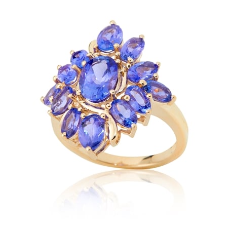4.2ct Tanzanite & Diamond Cluster Ring 9ct Yellow Gold