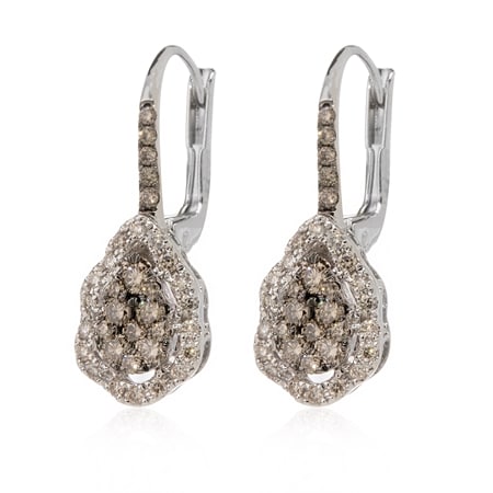 Le Vian 0.76ct Chocolate & Nude Diamond Drop Earrings 14ct White Gold
