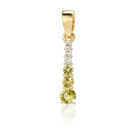 0.23ct Jepara Pallavine & Diamond Graduated Drop Pendant 9ct Yellow Gold