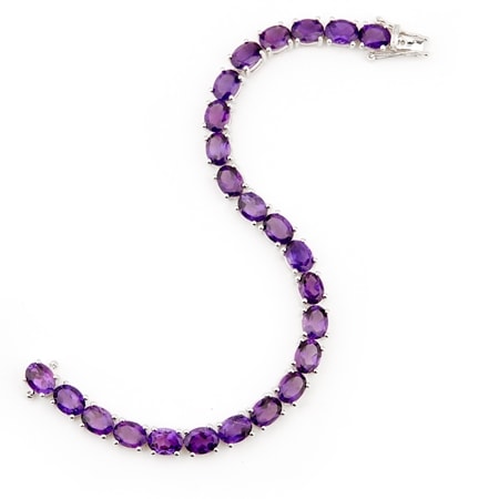 22.94ct Amethyst Tennis Bracelet Rhodium Plated SS