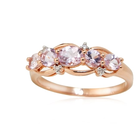 1ct Brazilian Pink Topaz & Diamond Cluster Ring 9ct Rose Gold
