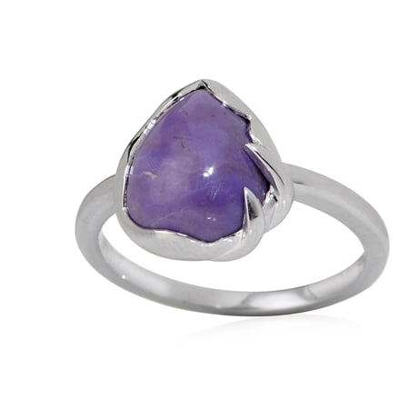 3.9ct Turkish Purple Jade Pear Ring Sterling Silver