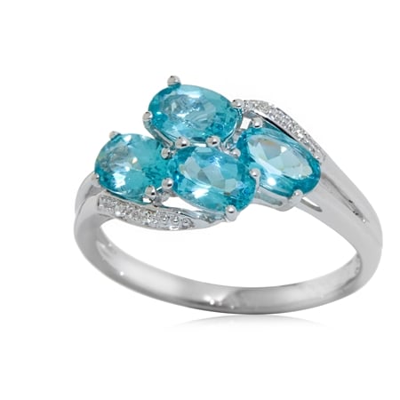 1.6ct Madagascan Apatite & Diamond Accent Crossover Ring 9ct WG