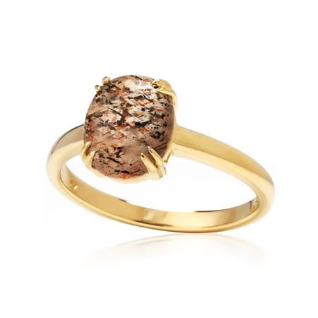 2.32ct Australian Lattice Sunstone Oval Ring 9ct Yellow Gold