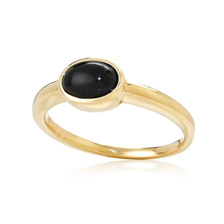 0.86ct Australian Black Jade Oval Ring 9ct Yellow Gold