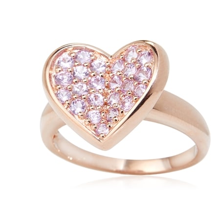 0.80ct Pink Sapphire Heart Cluster Ring 9ct Rose Gold