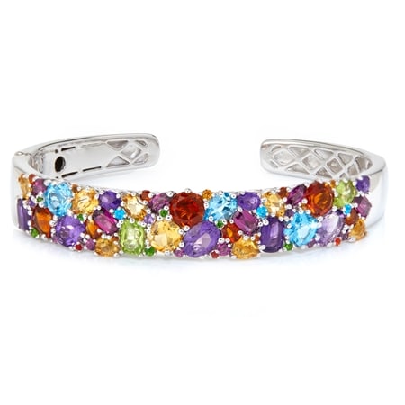 Gem Ambassador 14.25ct Gemstone Cluster Bangle Sterling Silver