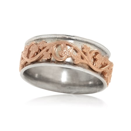 Danny Newfeld Filigree Spinner Ring 14ct Gold Accent Sterling Silver