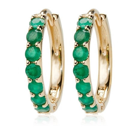 0.42ct Brazilian Emerald 7-Stone Huggie Hoop Earrings 9ct YG
