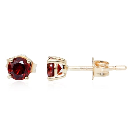 0.56ct Mozambique Garnet Round Stud Earrings 9ct Yellow Gold